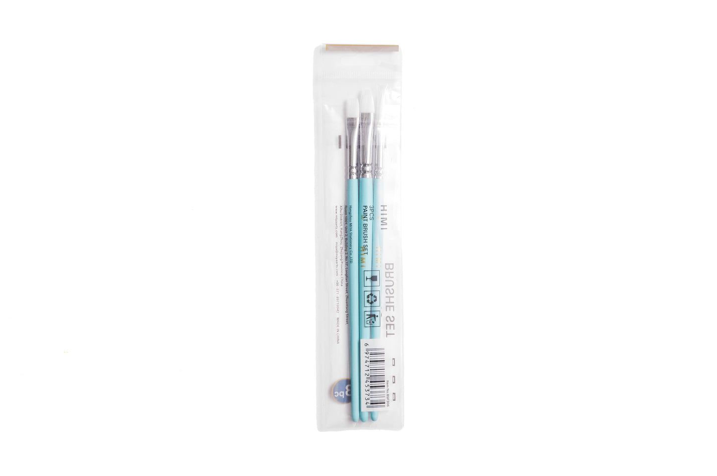 HIMI Brush Set of 3, 1 Filbert, 1 Flat, 1 Round Brush, Blue