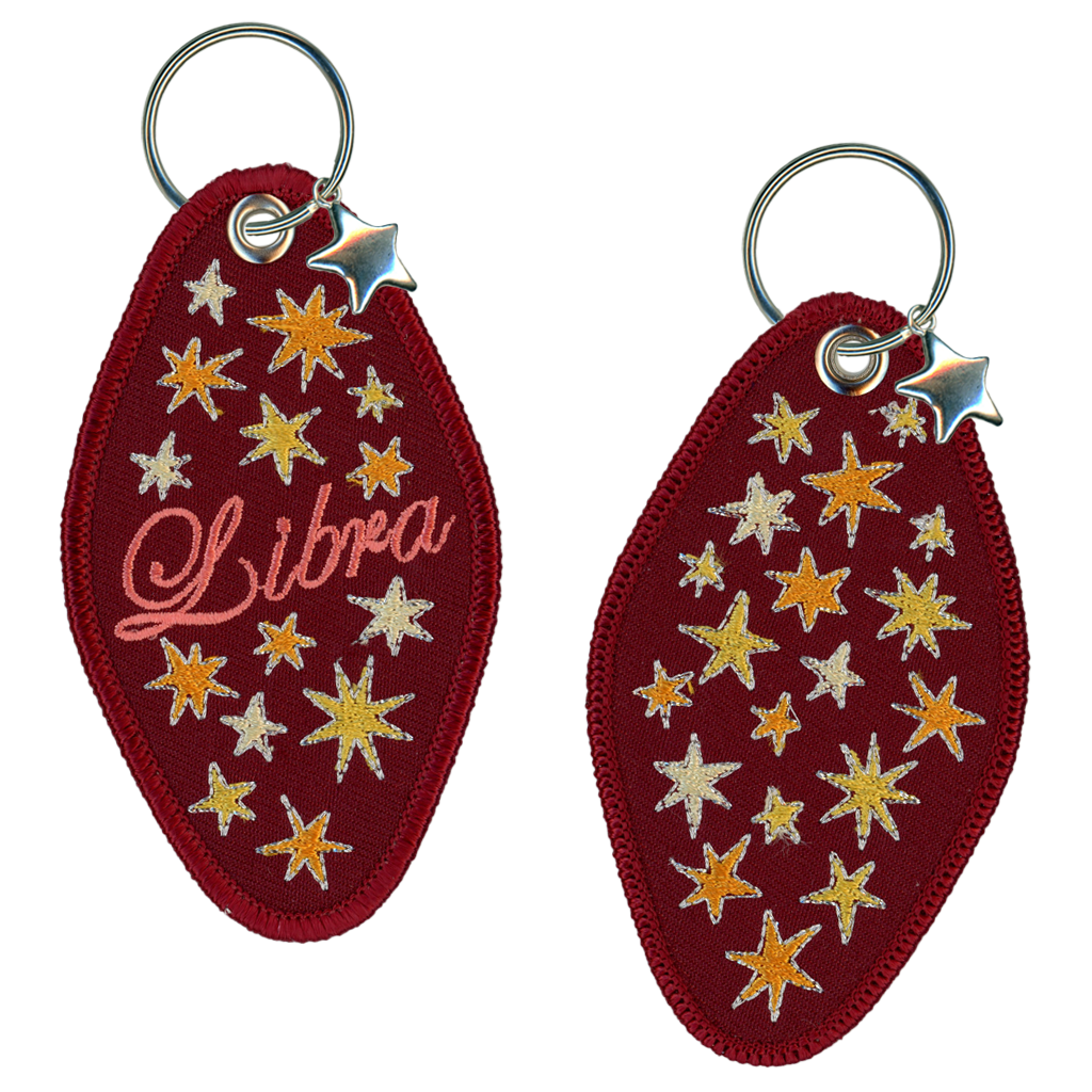 Libra Embroidered Retro Motel Keychain
