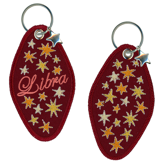 Libra Embroidered Retro Motel Keychain
