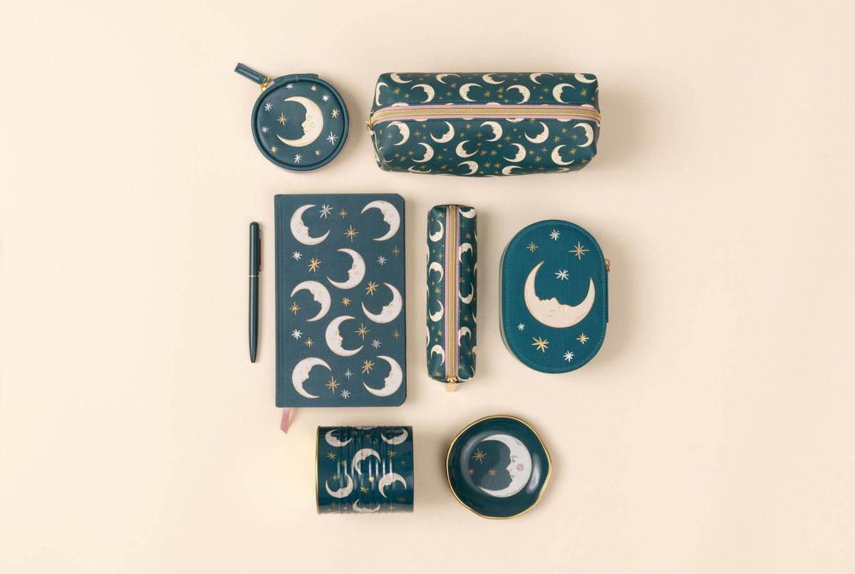 Celestial Bookcloth Journal - Teal Moon