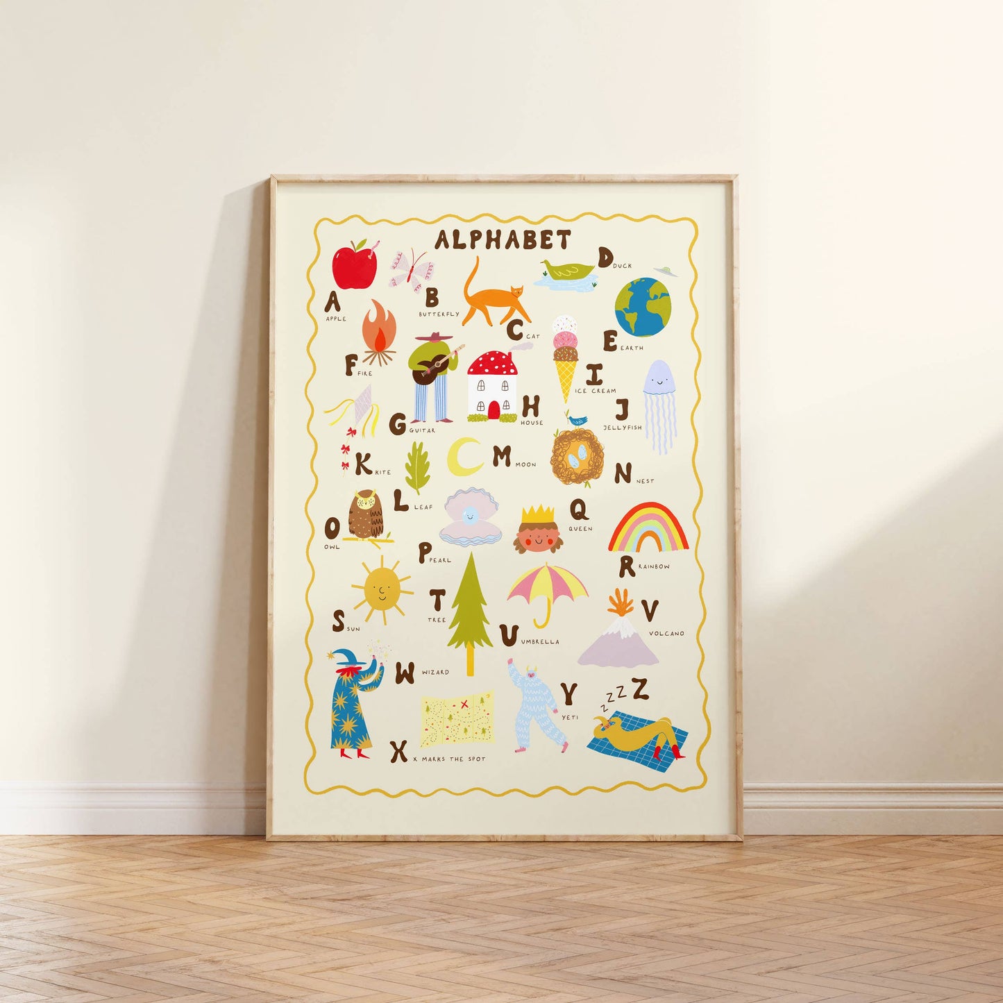 Illustrated Alphabet Art Print | Children's Wall Art | Kids
