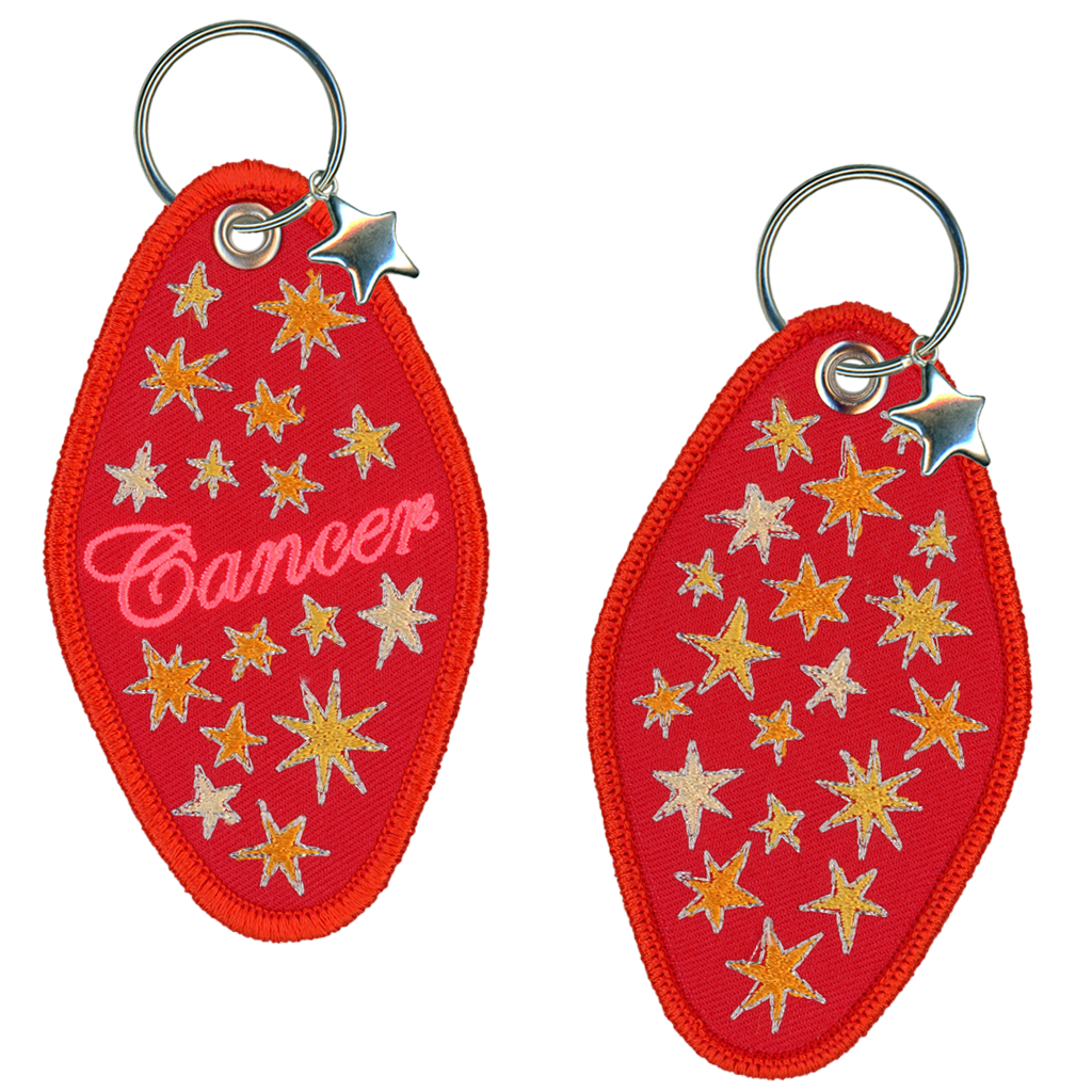 Cancer Embroidered Retro Motel Keychain
