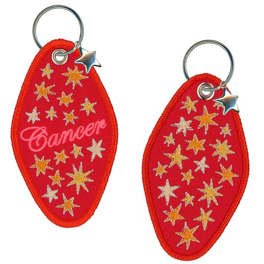 Cancer Embroidered Retro Motel Keychain