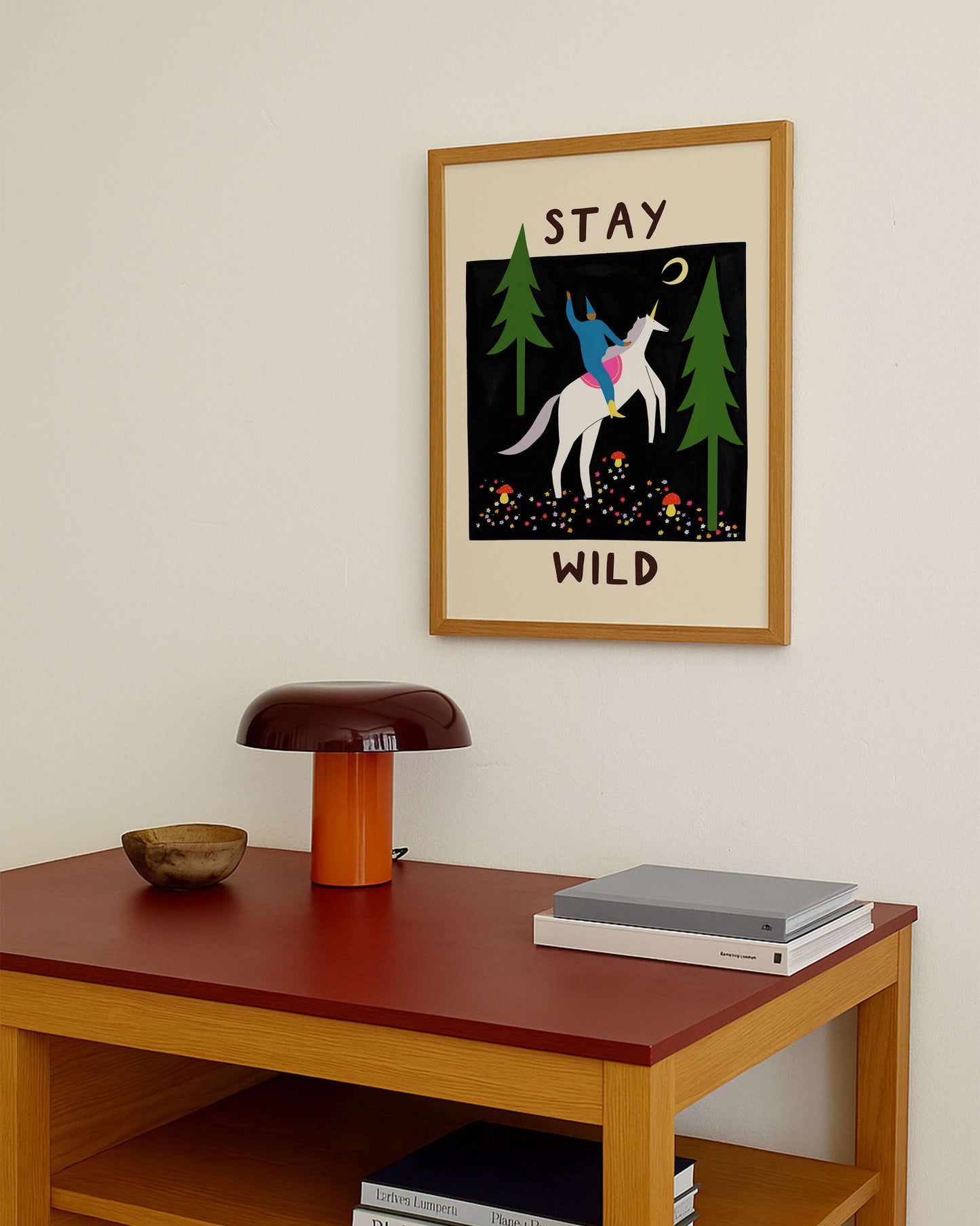 Stay Wild Art Print | Unicorn | Nature | Typography | Folky