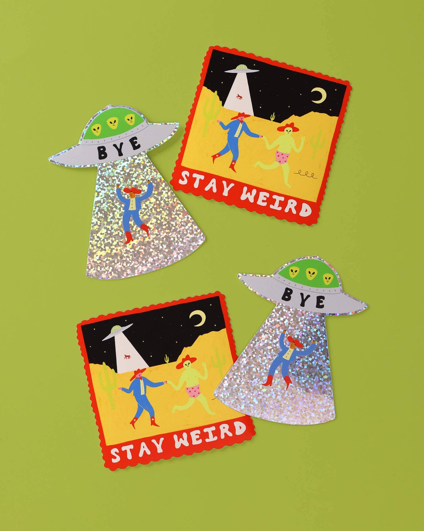 Stay Weird Sticker | Alien UFO Vinyl Sticker | Cowboy