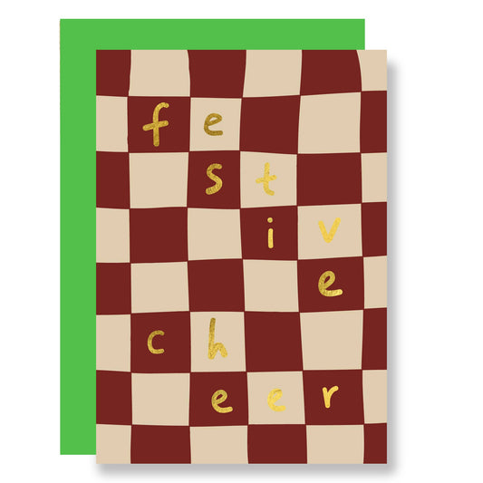 Festive cheer Christmas card - gold foil