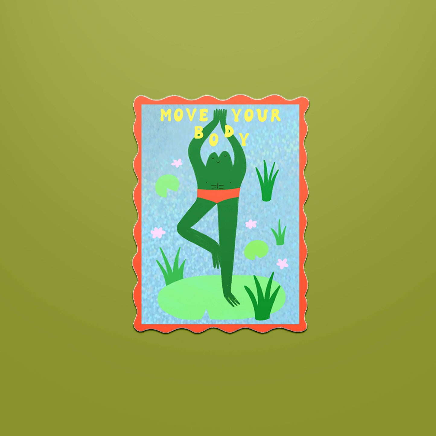 Move Your Body Frog Sticker | Glitter Die Cut Yoga Decal