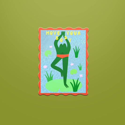 Move Your Body Frog Sticker | Glitter Die Cut Yoga Decal