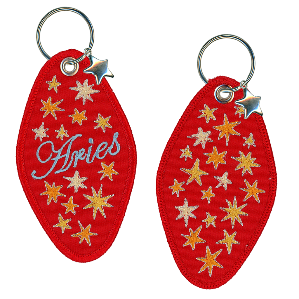 Aries Embroidered Retro Motel Keychain