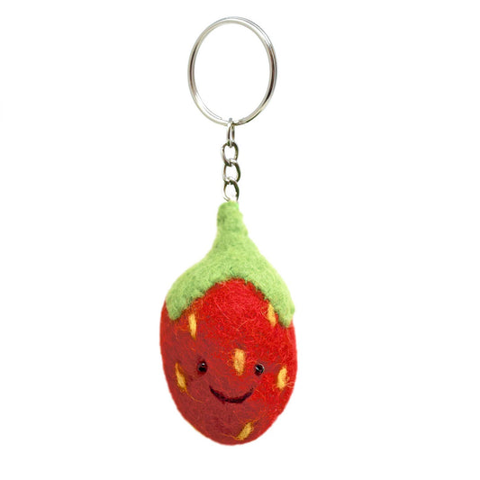 Felt Keychain - Strawberry Keyring