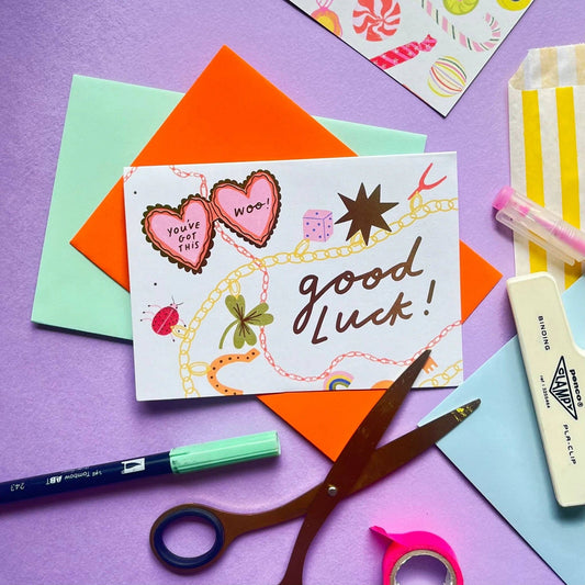Good Luck Bracelet Greeting Card | Charm Bracelet Sunglasses Special New Job Moving Exciting Friendship