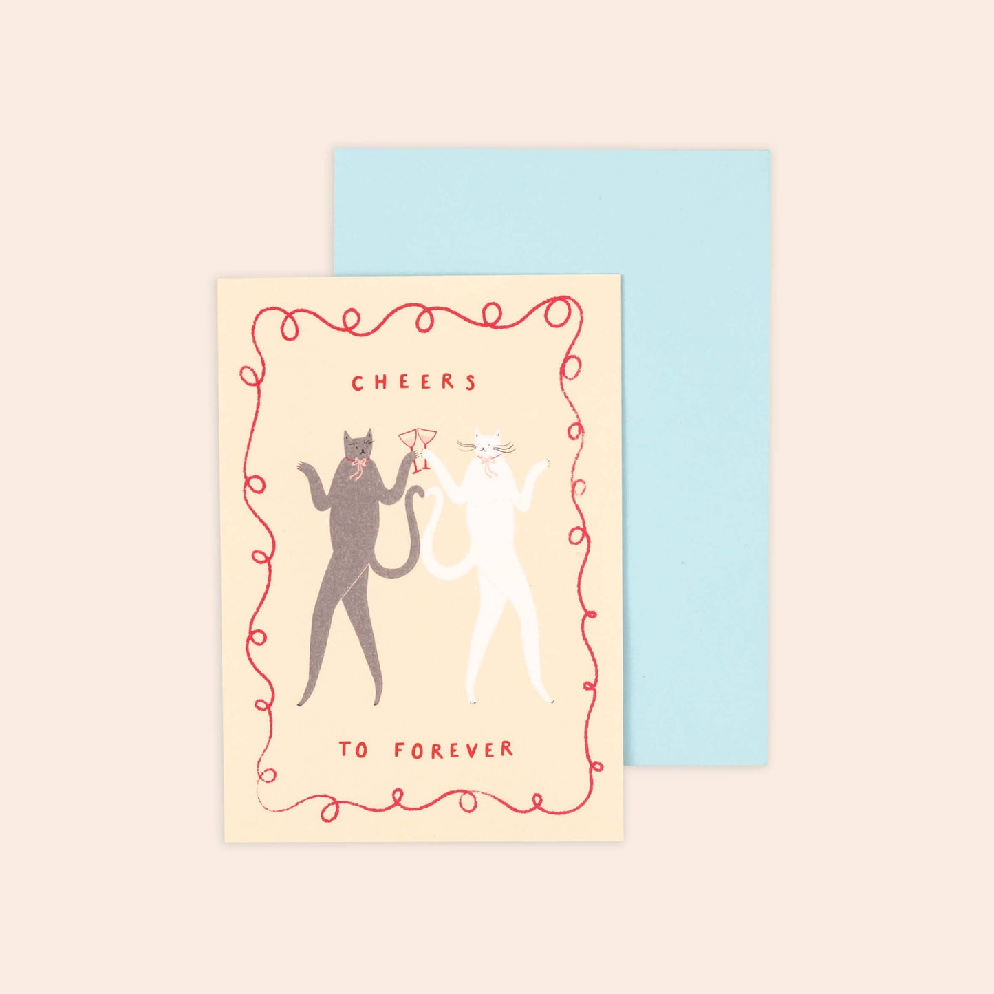 Cheers To Forever Cats Wedding Card | Congratulations Card