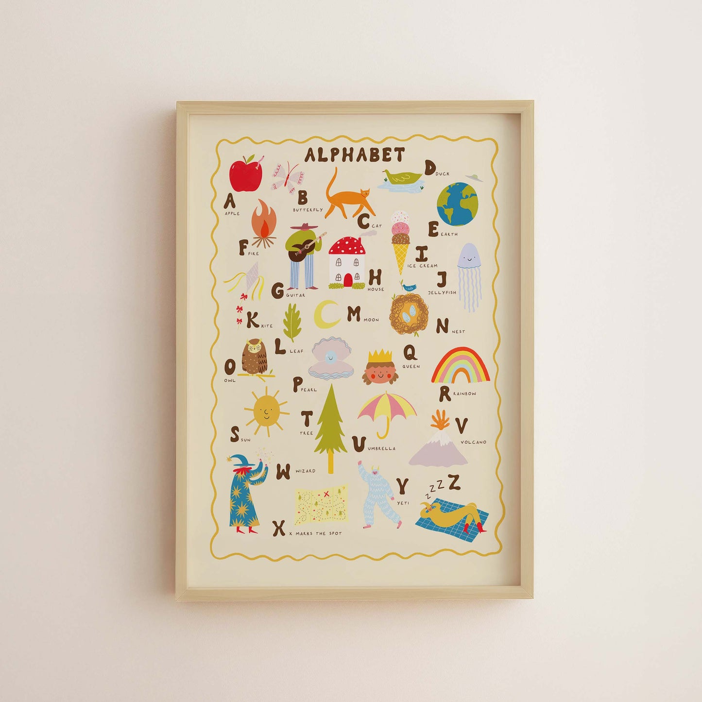 Illustrated Alphabet Art Print | Children's Wall Art | Kids