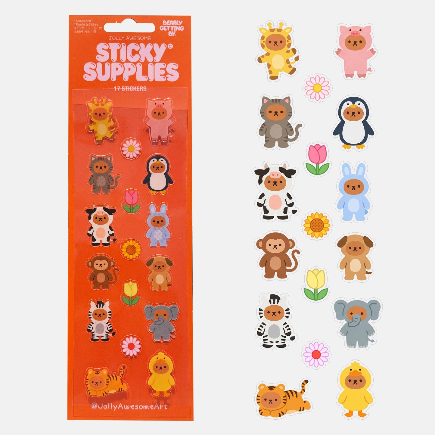 BEARLY GETTING BY ANIMALS STICKER SHEET