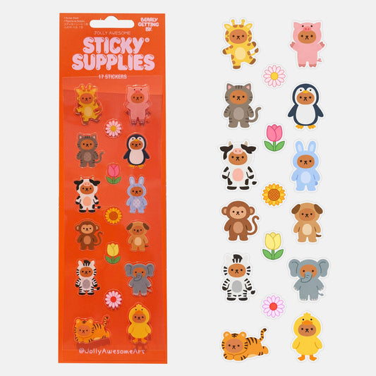 BEARLY GETTING BY ANIMALS STICKER SHEET