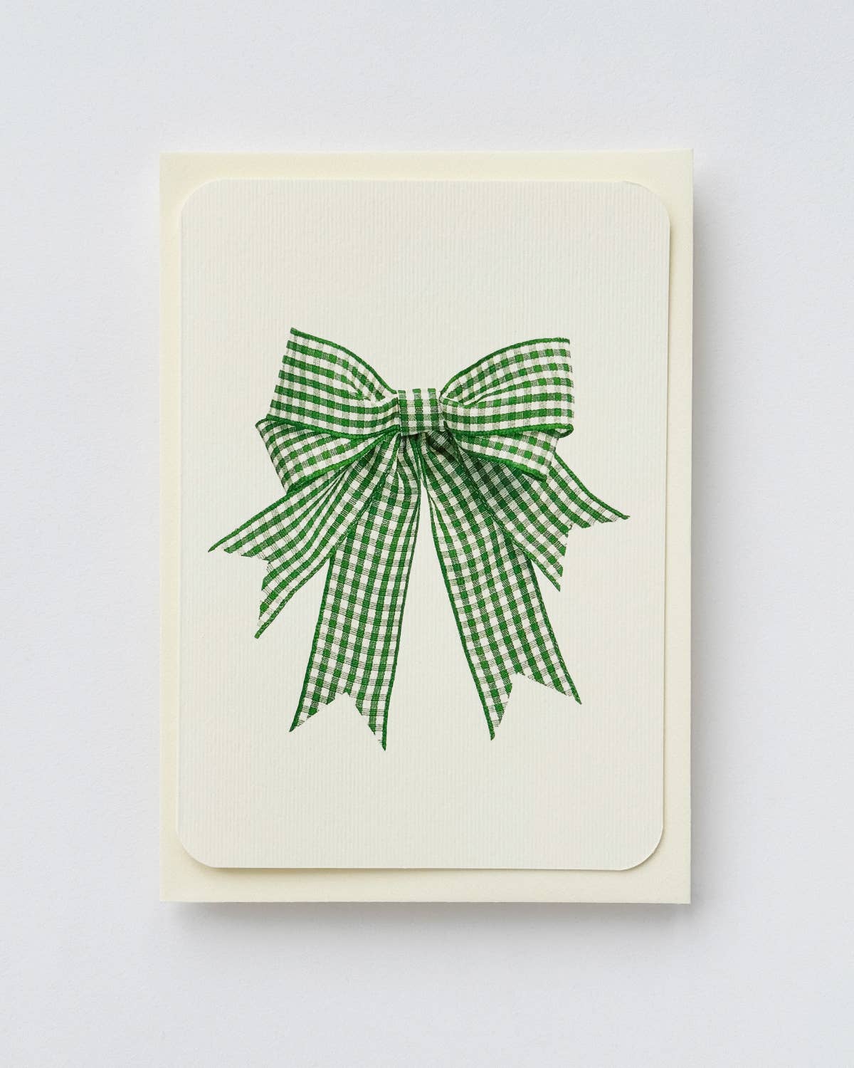 Double Tail Green Gingham Bow Greeting Card | Birthday Card