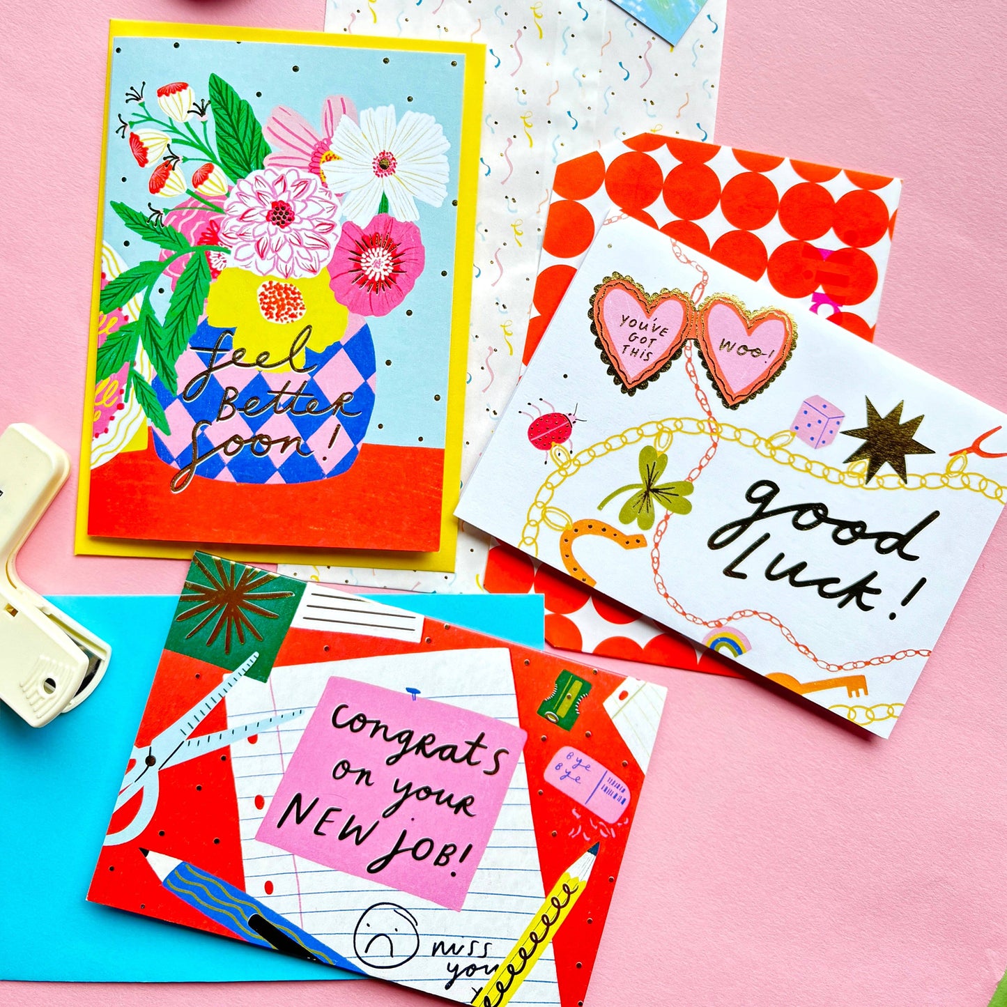 Congrats On Your New Job Stationery Greeting Card | Quirky Colourful New Role Well Wishes Celebration