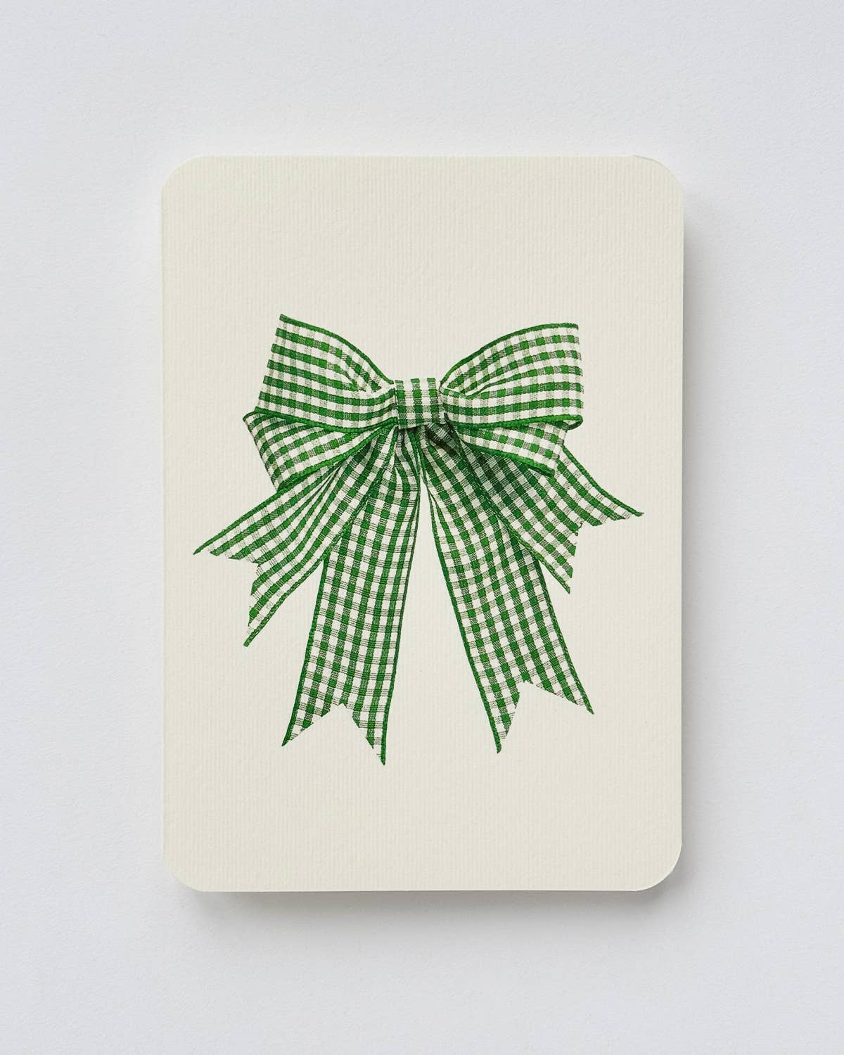 Double Tail Green Gingham Bow Greeting Card | Birthday Card