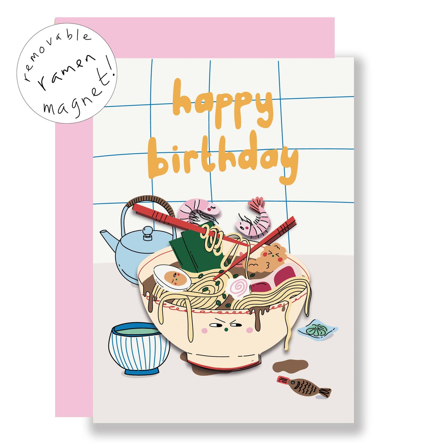 Magnet greeting card, keepsake card, ramen magnet card