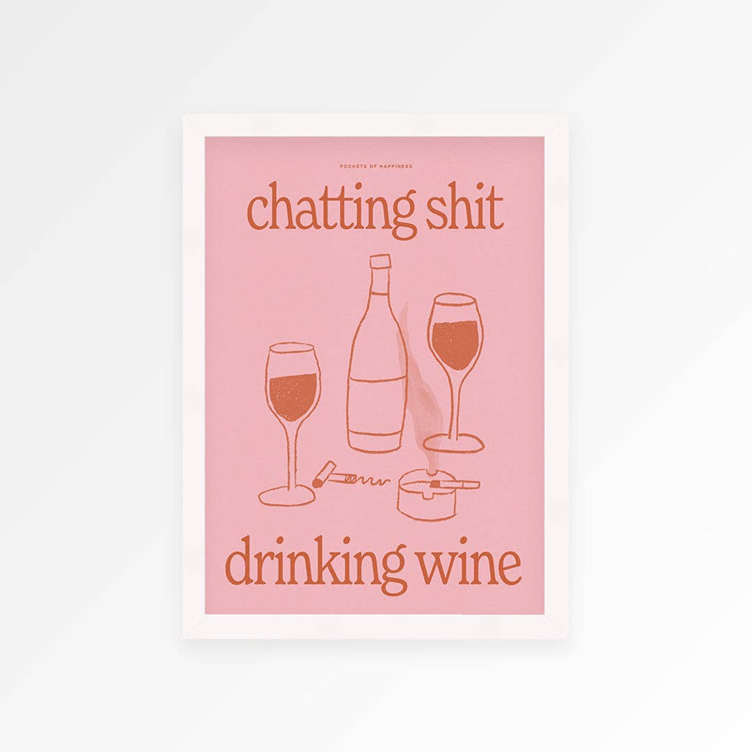Funny Wine Art Print – Kitchen Wall Decor: Beige | Green / Unframed / A3