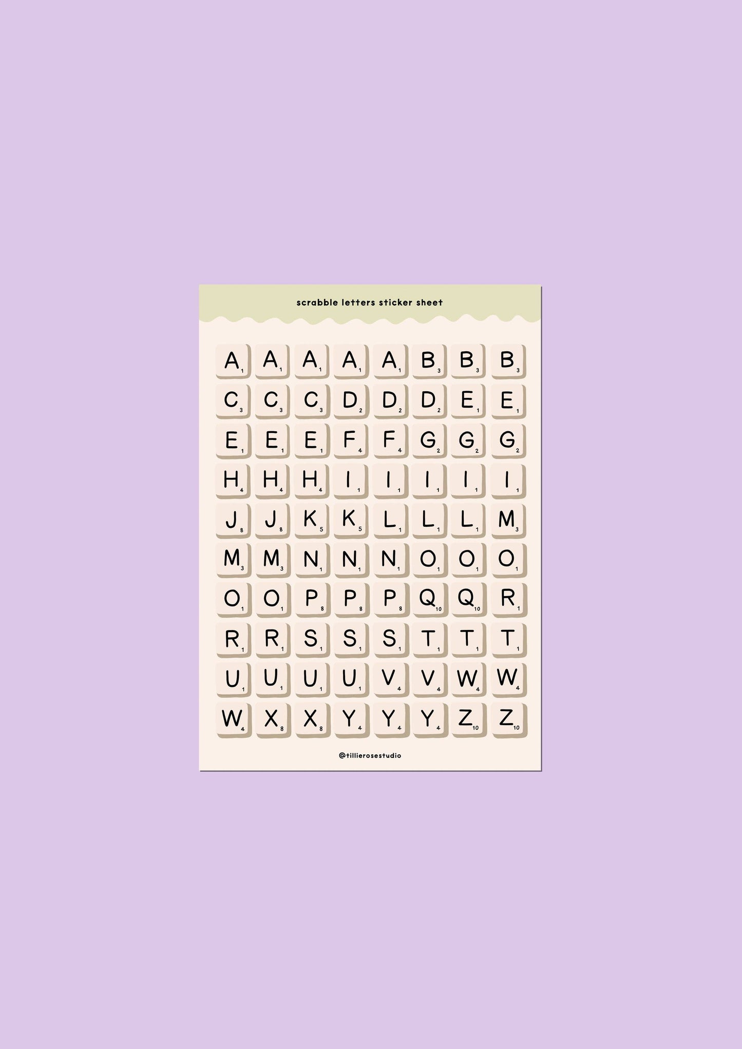 Scrabble Letters Sticker Sheet