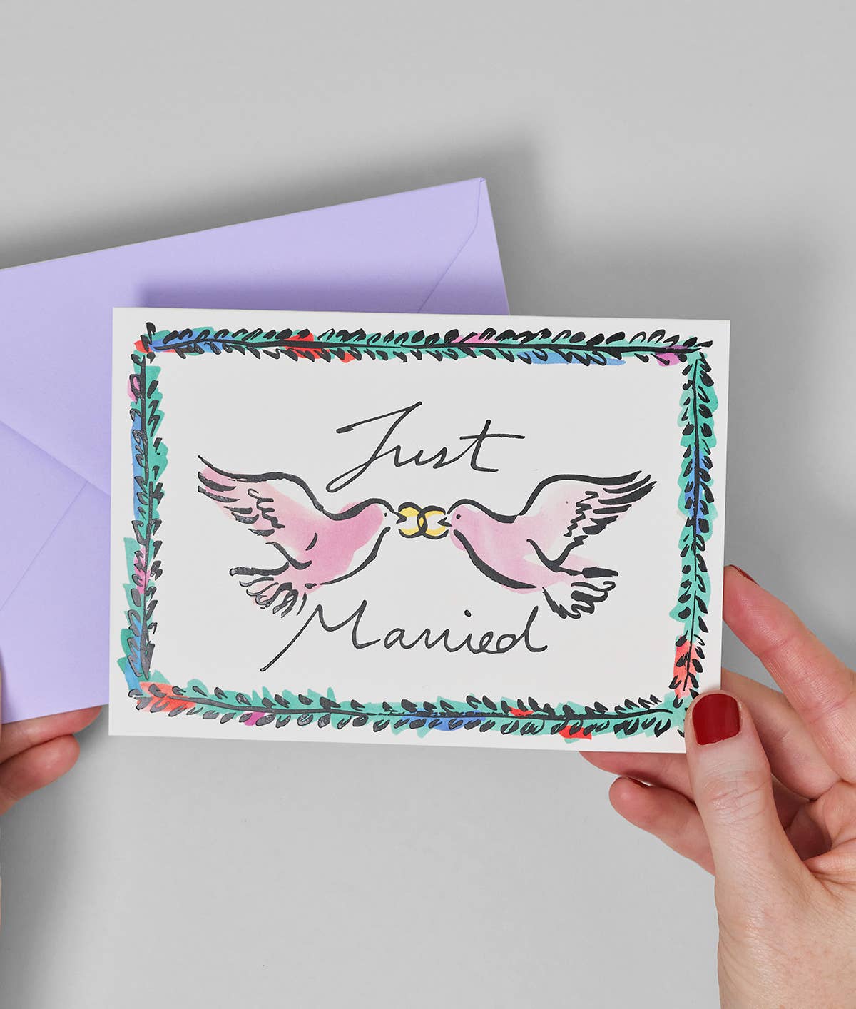 Just Married Wedding Doves Greeting Card