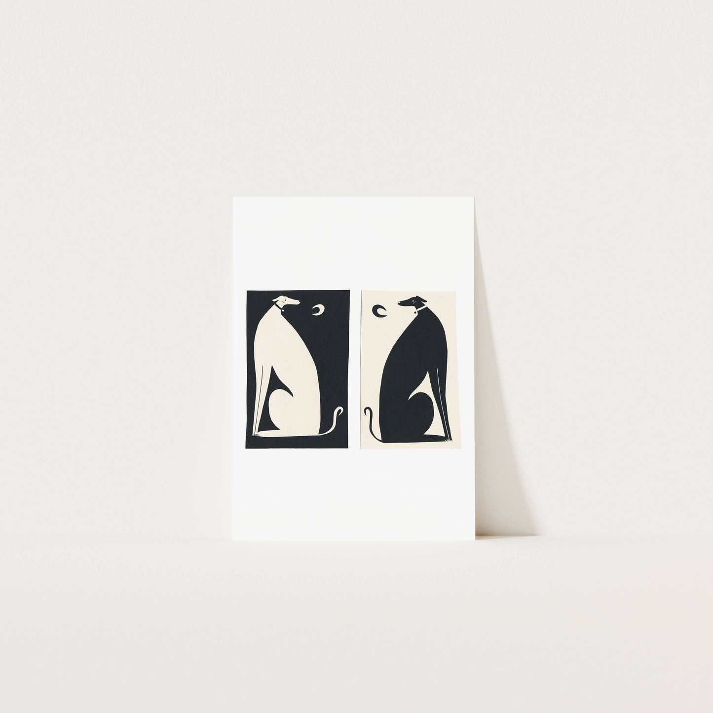 Black And White Dogs Art Print | Monochrome | Whippets Art