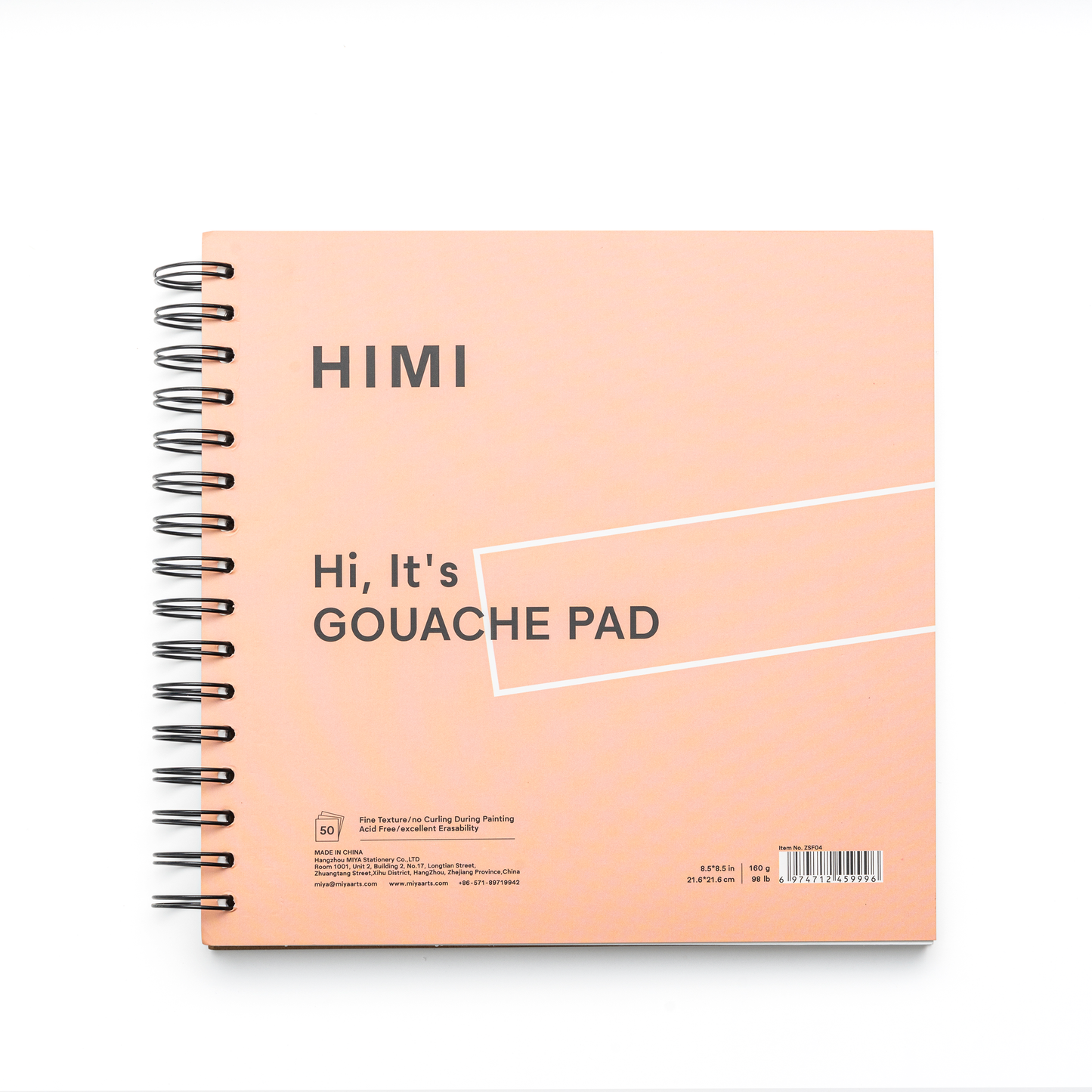 HIMI Paper Pad Gouache 21.5 x 21.5cm 160g 50page Spiral Pink