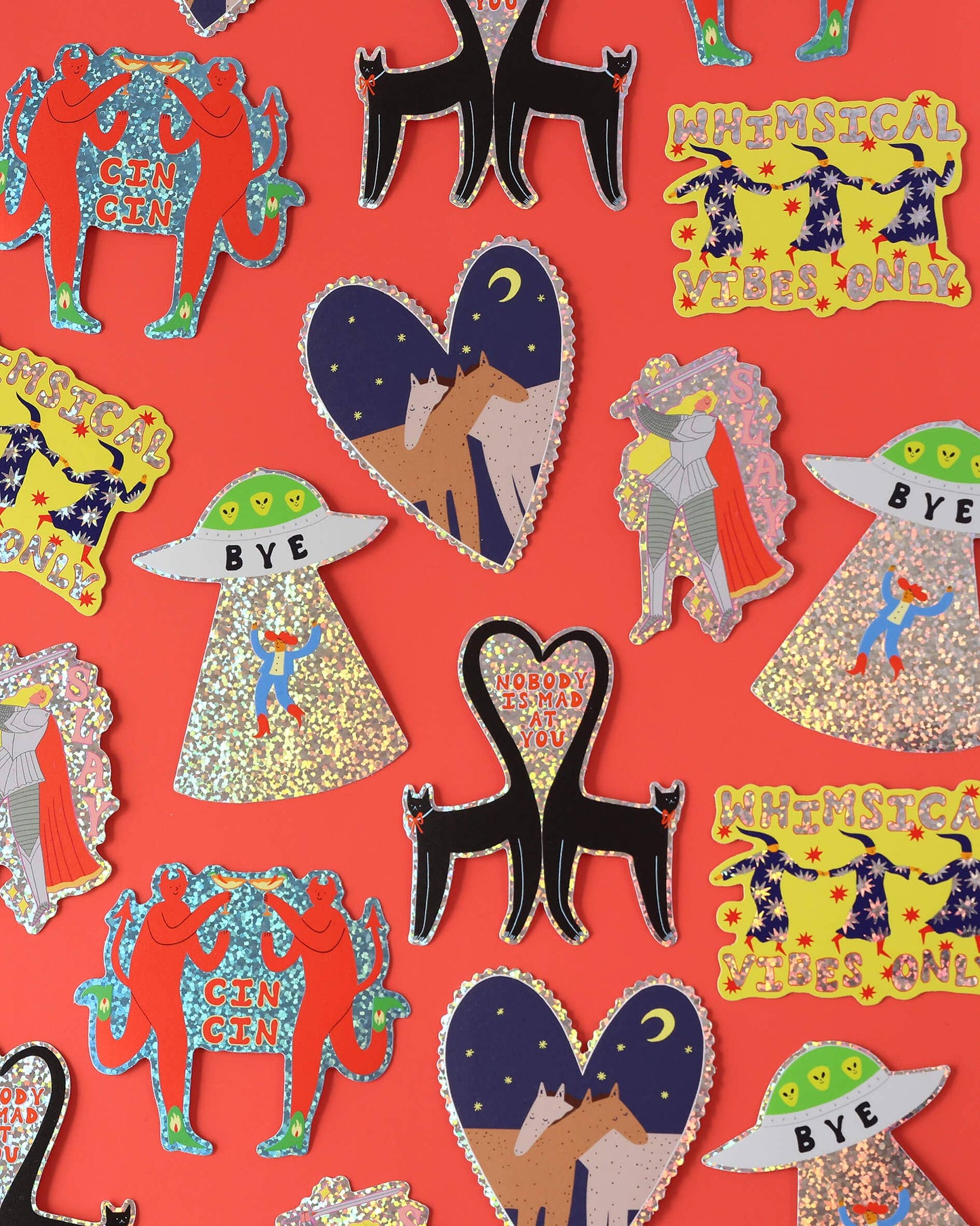 Nobody Is Mad At You Glitter Sticker | Black Cat Sticker