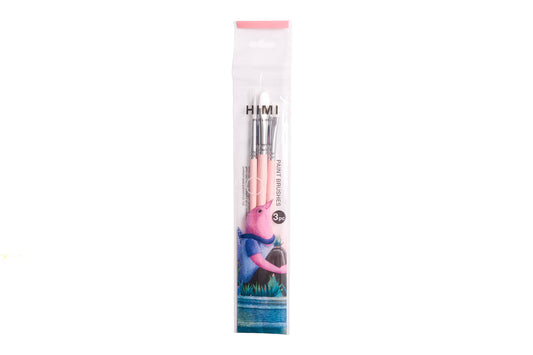 HIMI Brush Set of 3, 1 Filbert, 1 Flat, 1 Round Brush, Pink