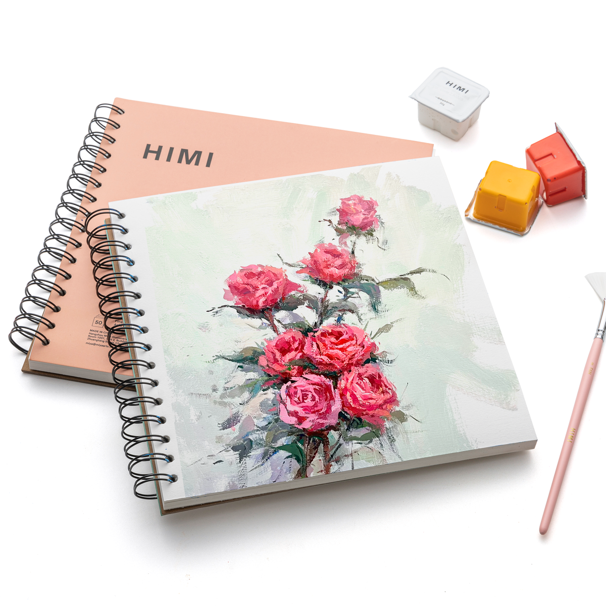 HIMI Paper Pad Gouache 21.5 x 21.5cm 160g 50page Spiral Pink