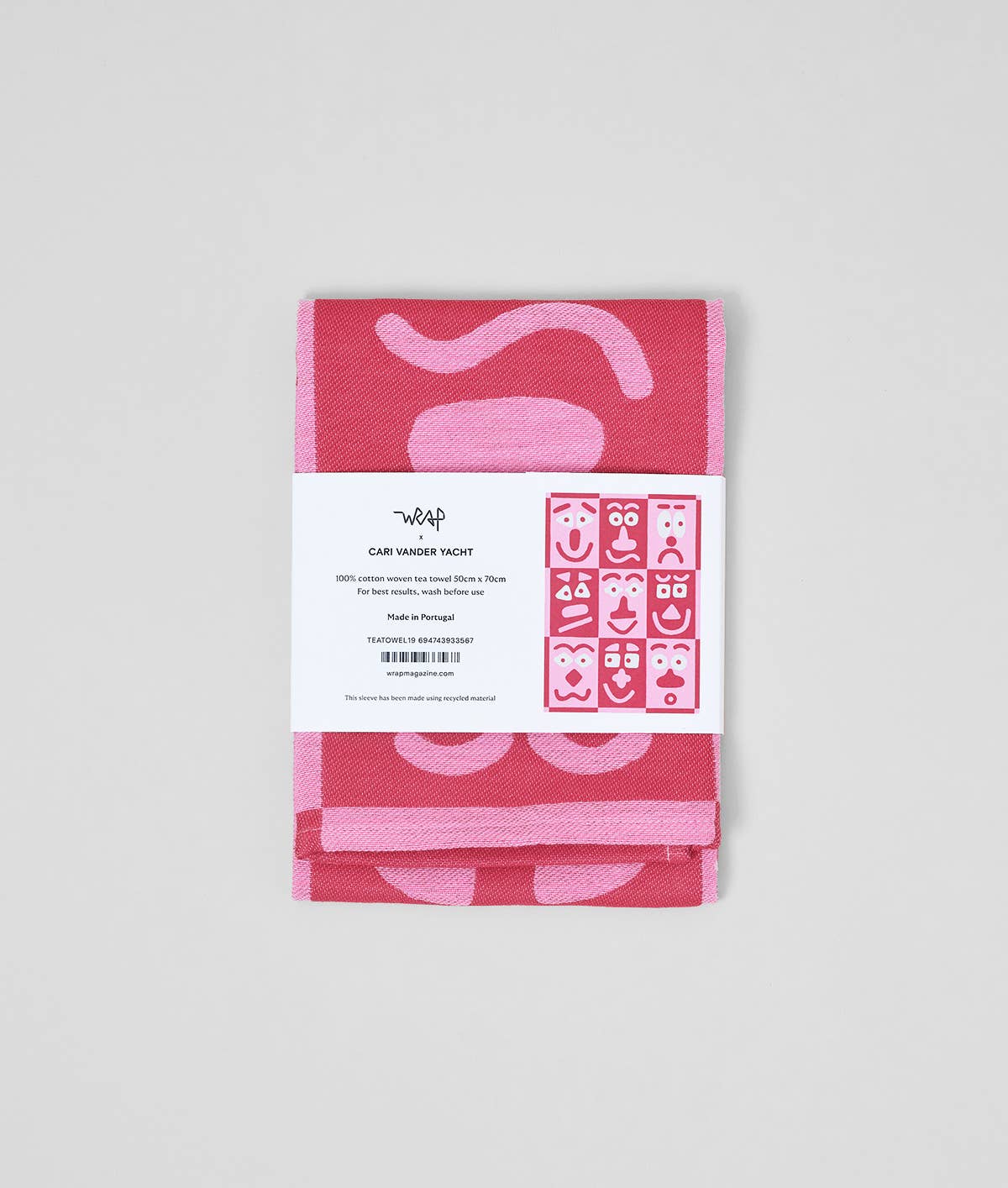 Faces Pink / Maroon Woven Cotton Tea Towel