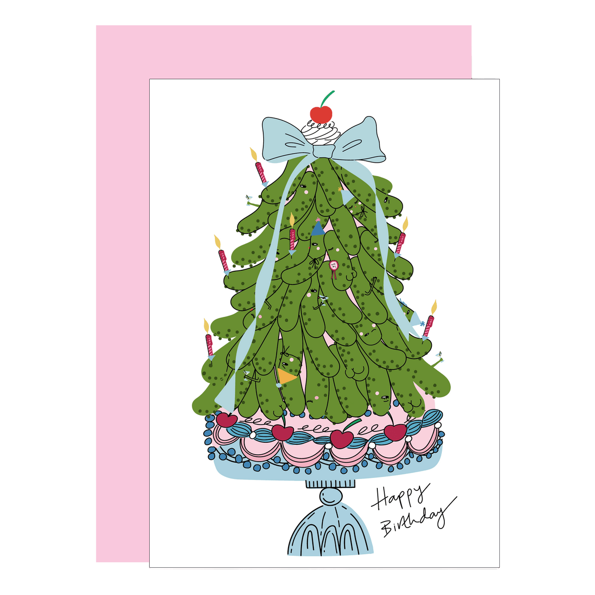 Fun foodie birthday card, gherkin birthday cake, cute cards