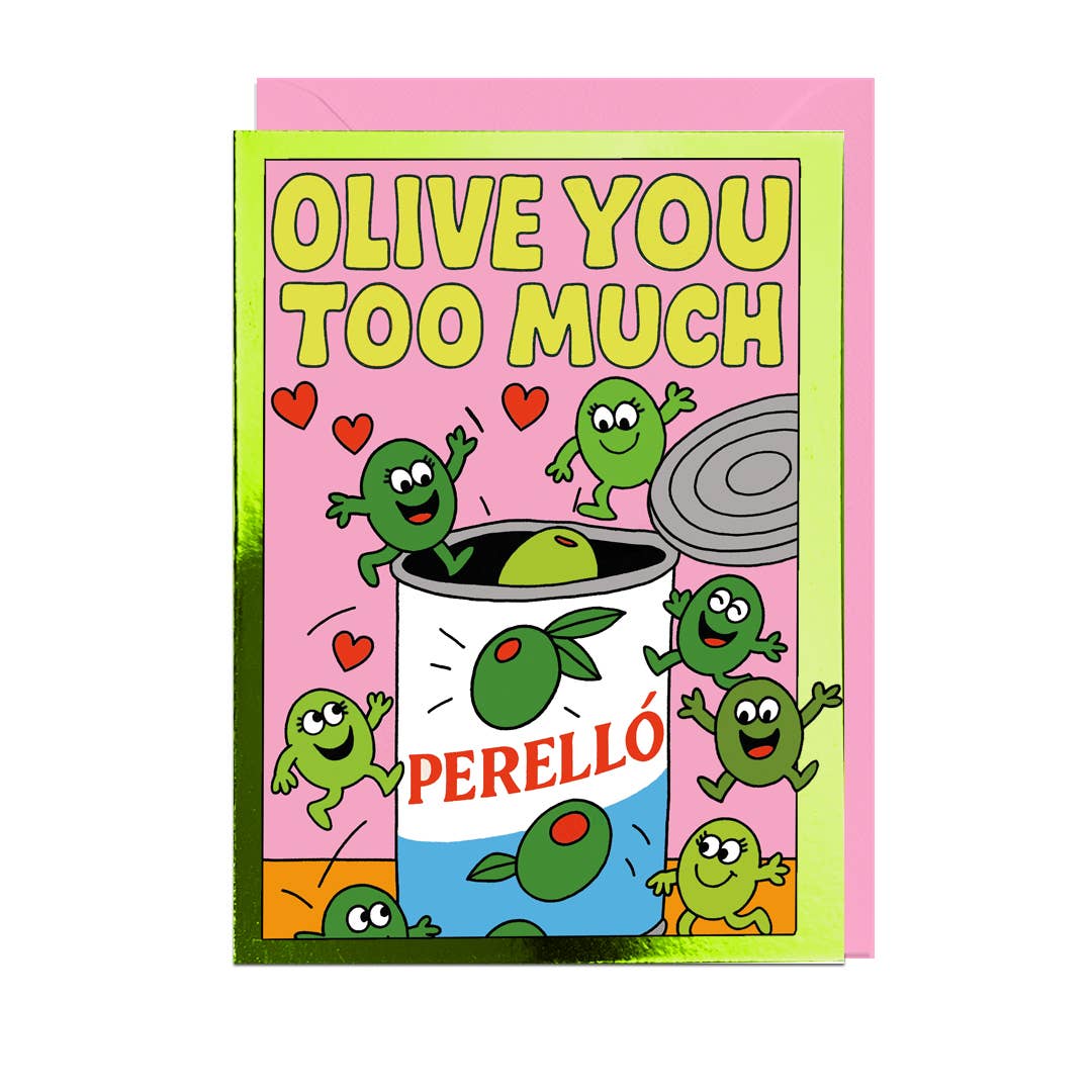 OLIVE YOU TOO MUCH, PALE PINK ENVELOPE FOIL Card