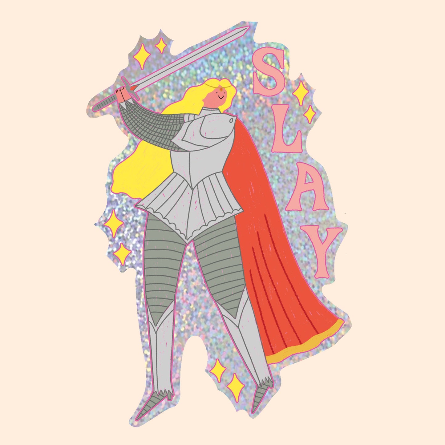 Slay Fantasy Girl Glitter Sticker | Knight Sticker | Kindle