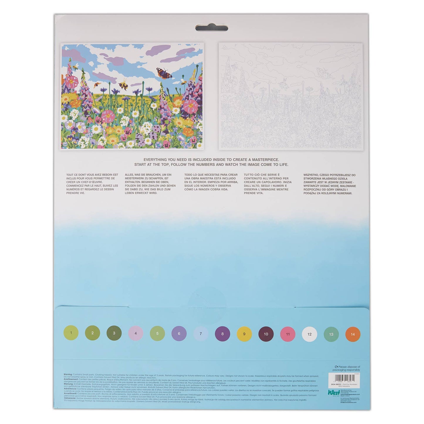 Artiste Paint By Numbers Wild Meadow - 14 colours, 3 brushes