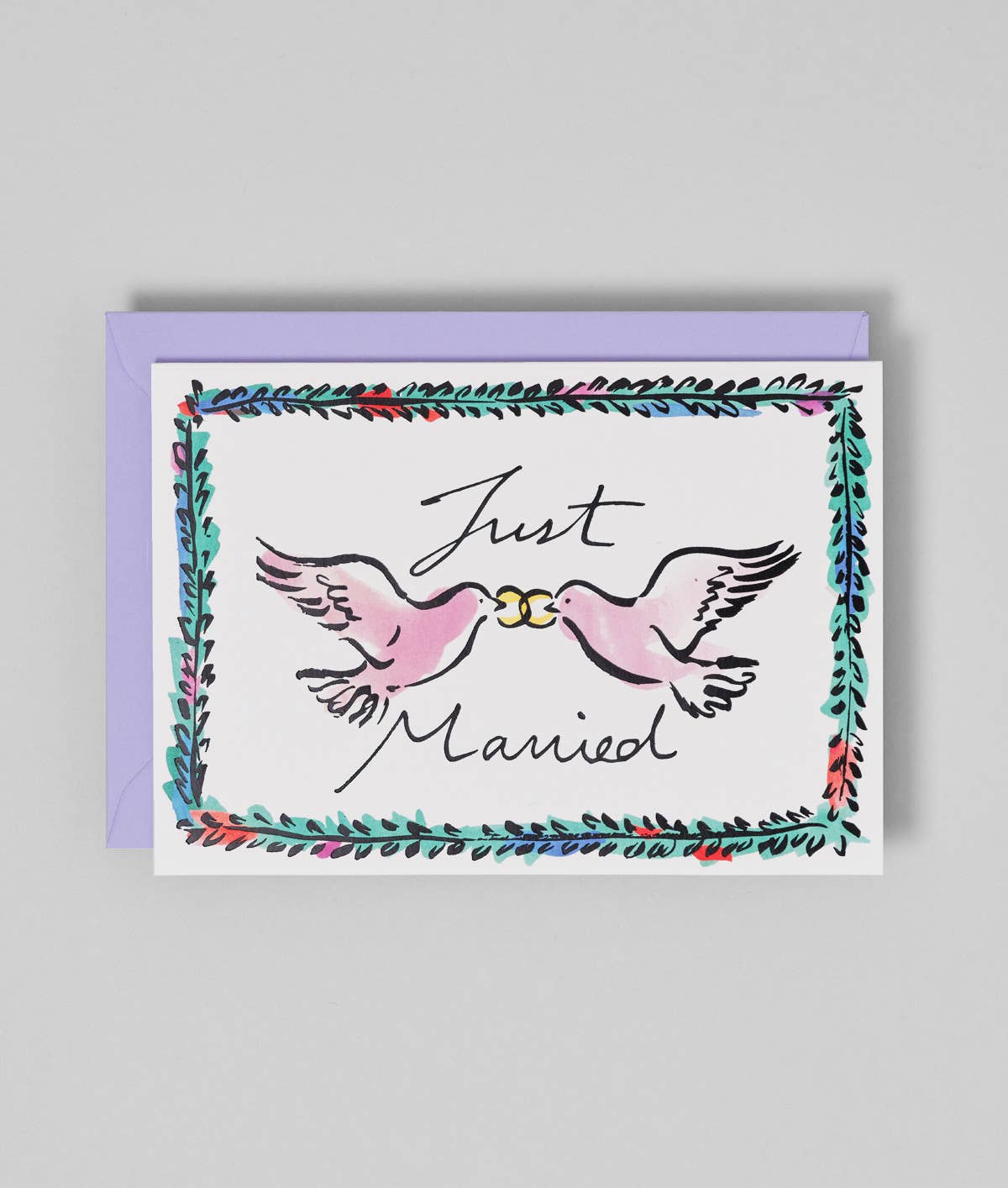 Just Married Wedding Doves Greeting Card
