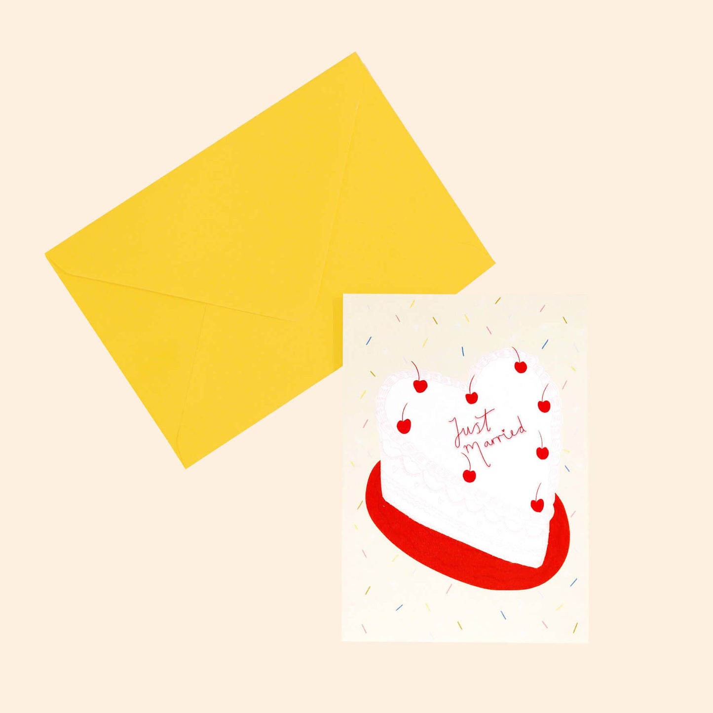 Heart Cake Wedding Card | Just Married | Wedding Cake Card
