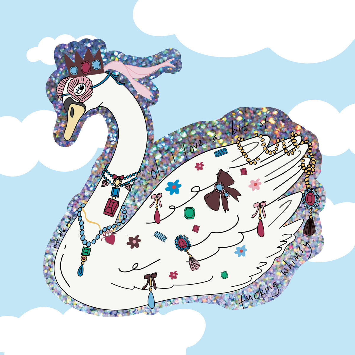 Whimsical Swan Vinyl Sticker
