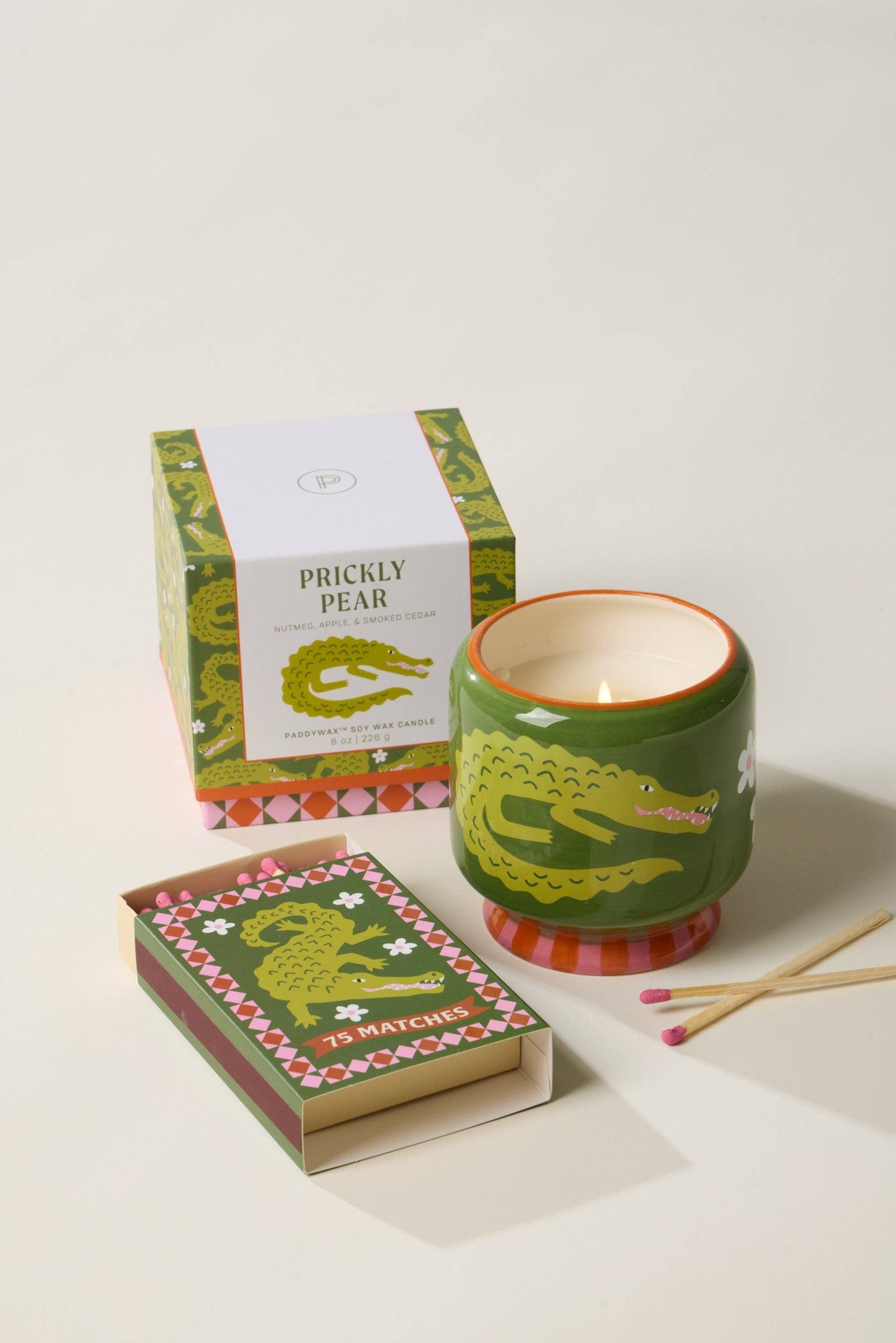 Paddywax A Dopo Crocodile Ceramic Candle - Prickly Pear