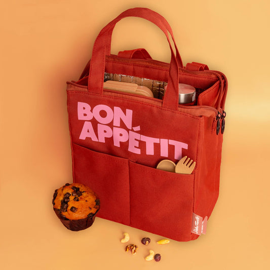 Helio Ferretti Bon Appetit Lunch Bag Burgundy Red Lunch Bag