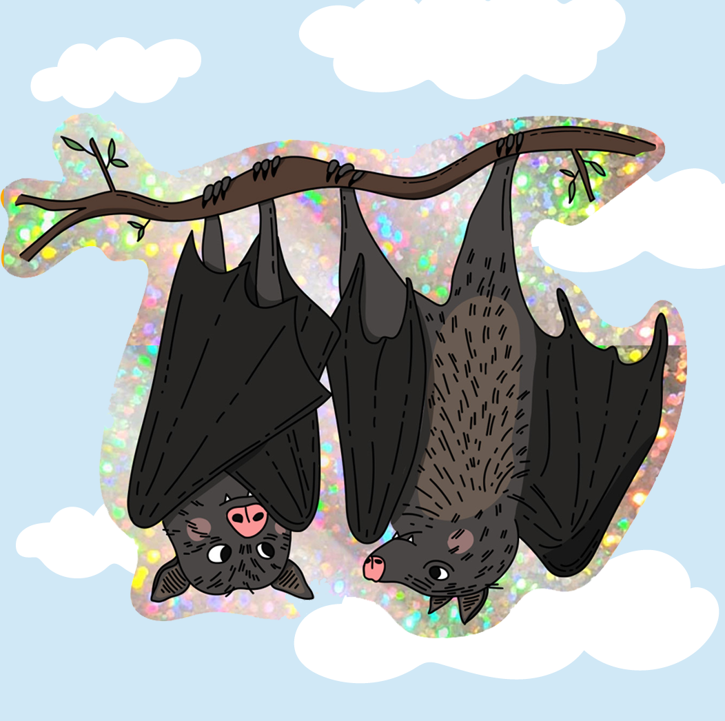 Sticker bats,glitter vinyl sticker, die cut sticker sparkle