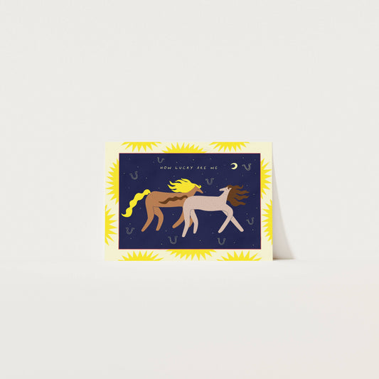 How Lucky Are We Art Print | Western Horses Wall Art: A5