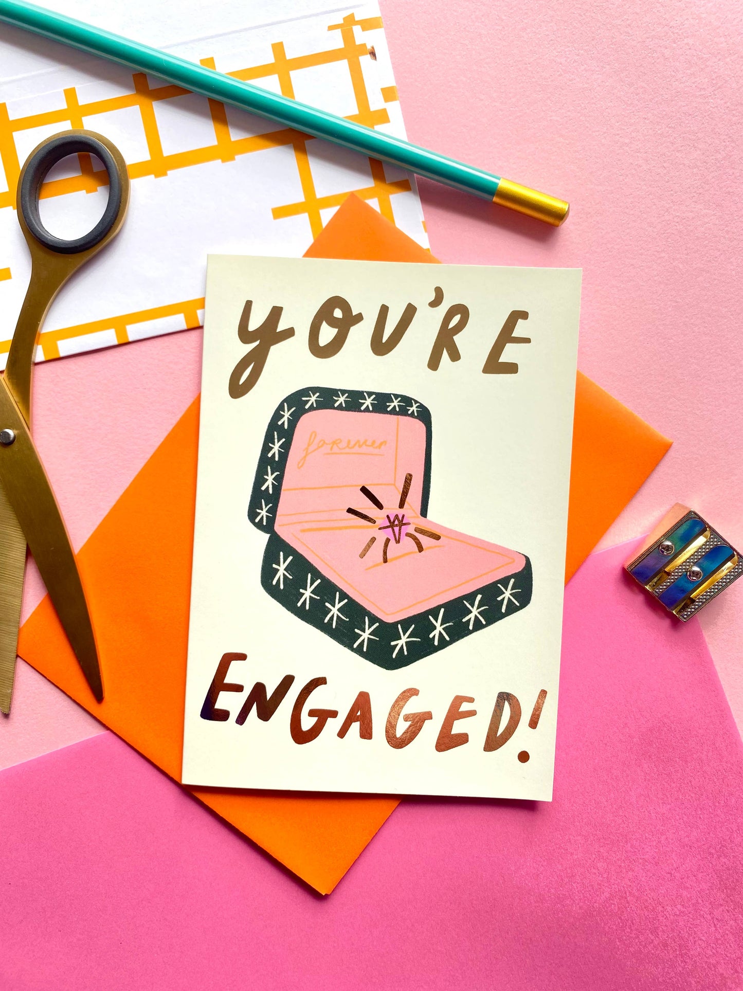 You're Engaged Congratulations Couple Gold Greetings Card 