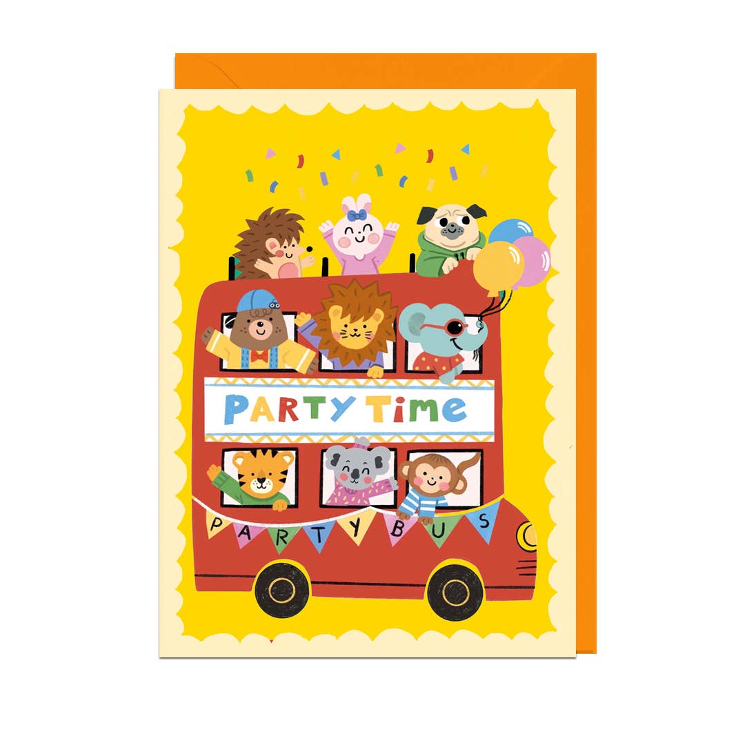 PARTY TIME BUS, ORANGE ENVELOPE Card