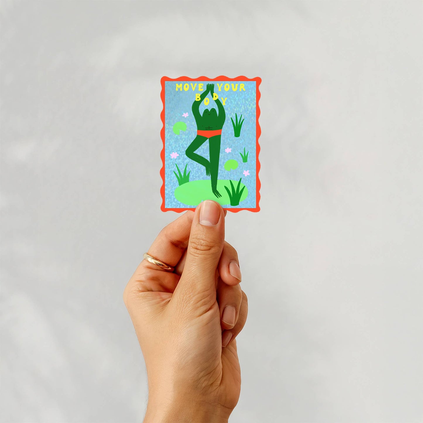Move Your Body Frog Sticker | Glitter Die Cut Yoga Decal