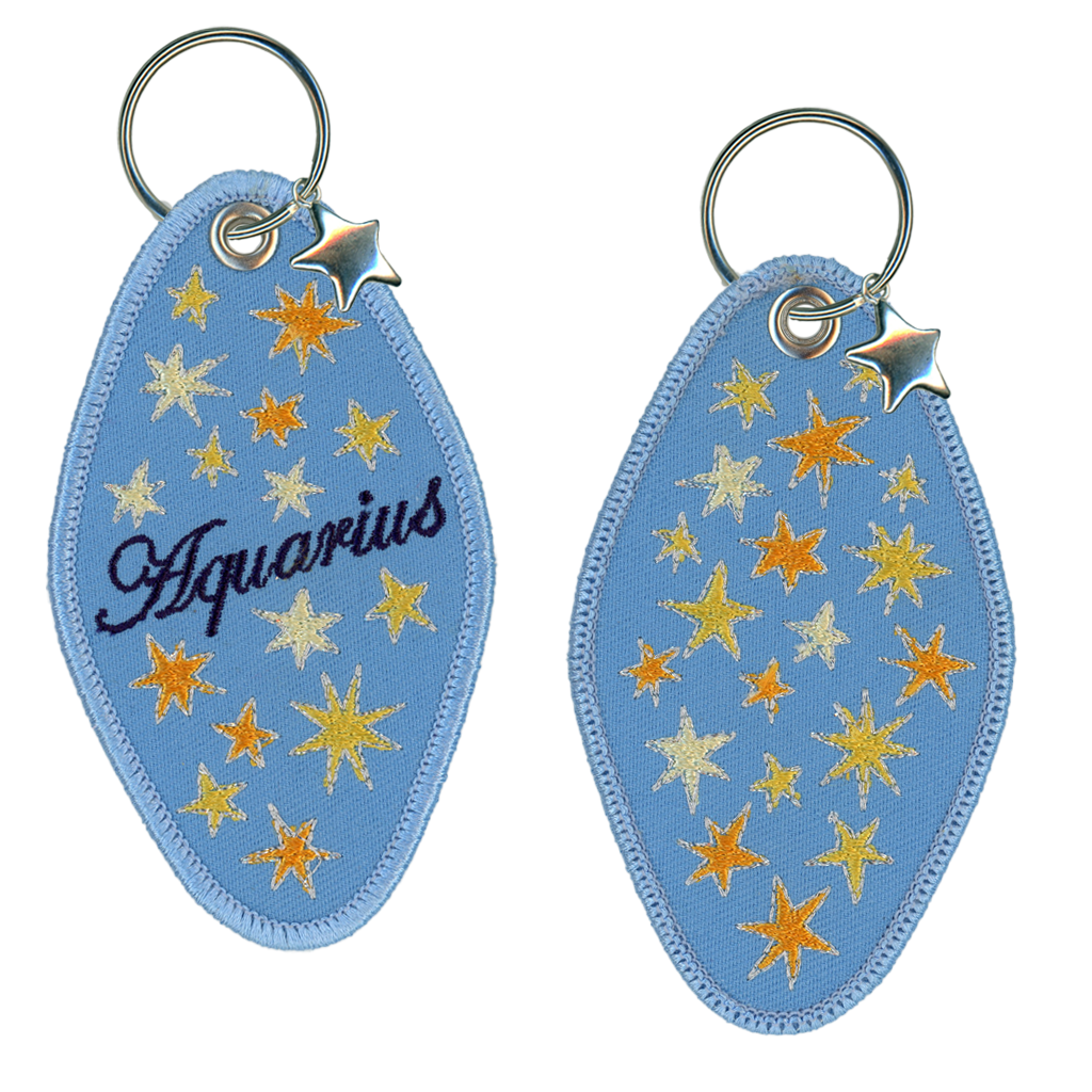 Aquarius Embroidered Retro Motel Keychain