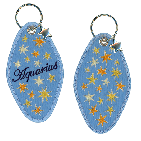 Aquarius Embroidered Retro Motel Keychain