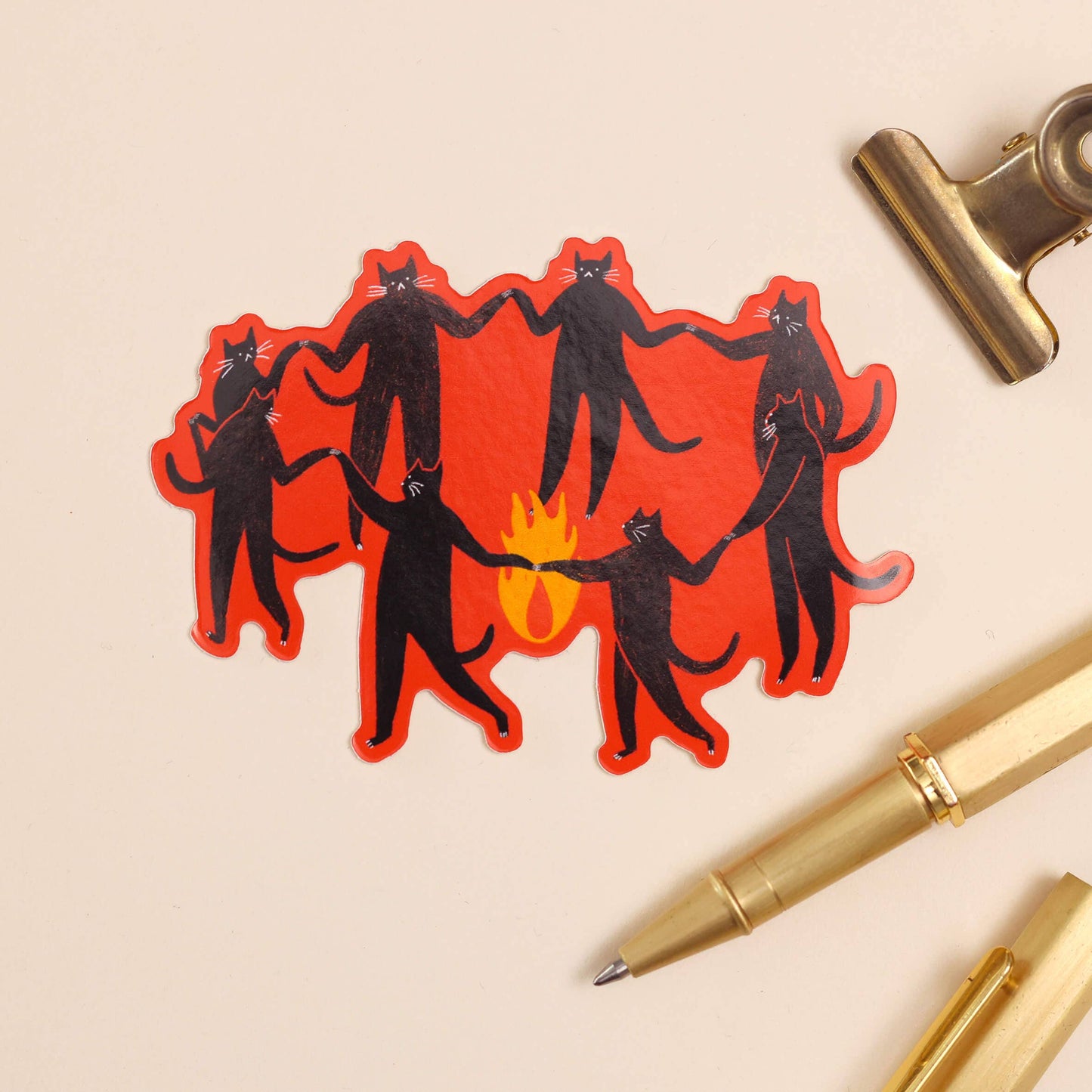 Culty Cats Sticker | Mystic Cats Vinyl Sticker | Black Cats