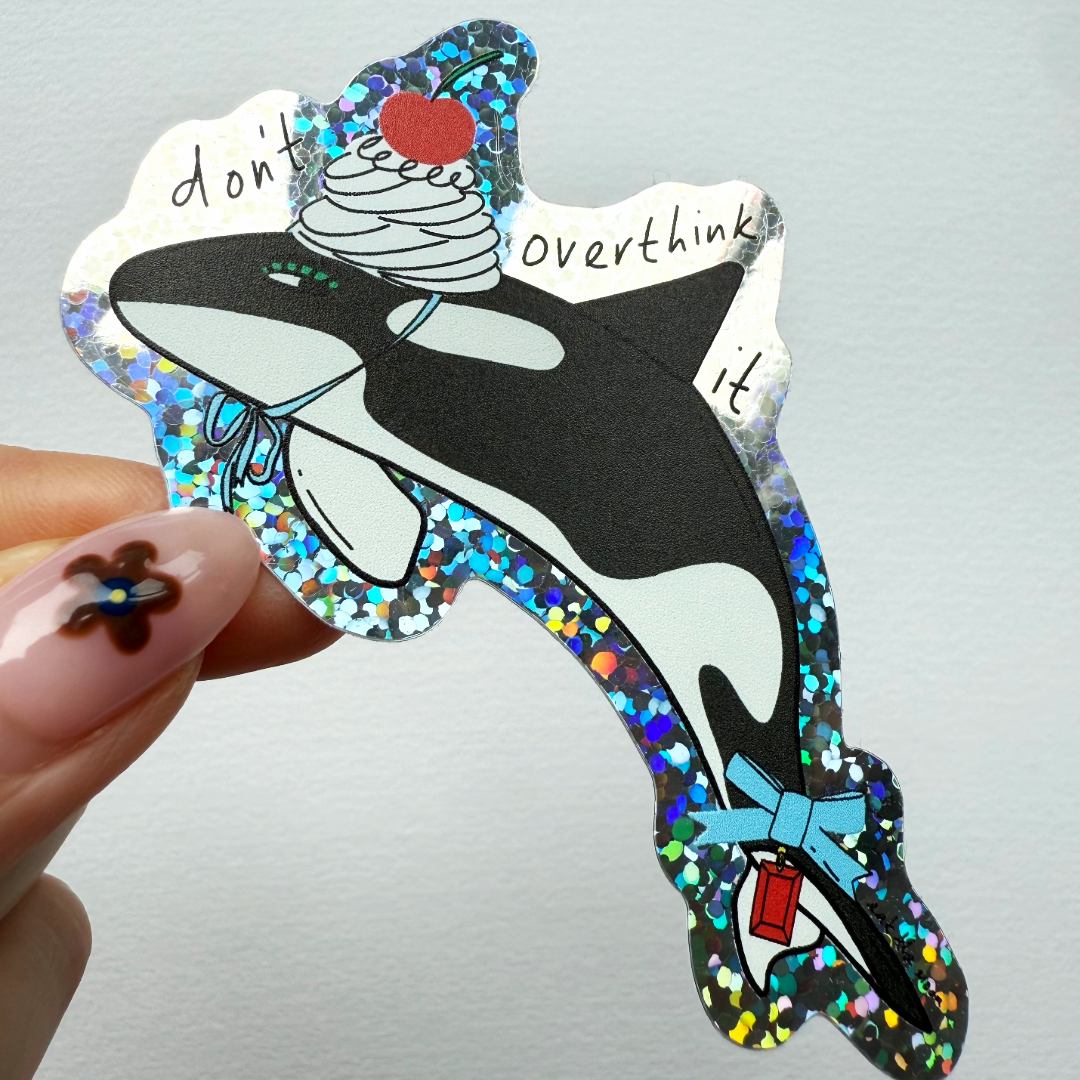 Overthinking Whale Vinyl Sticker